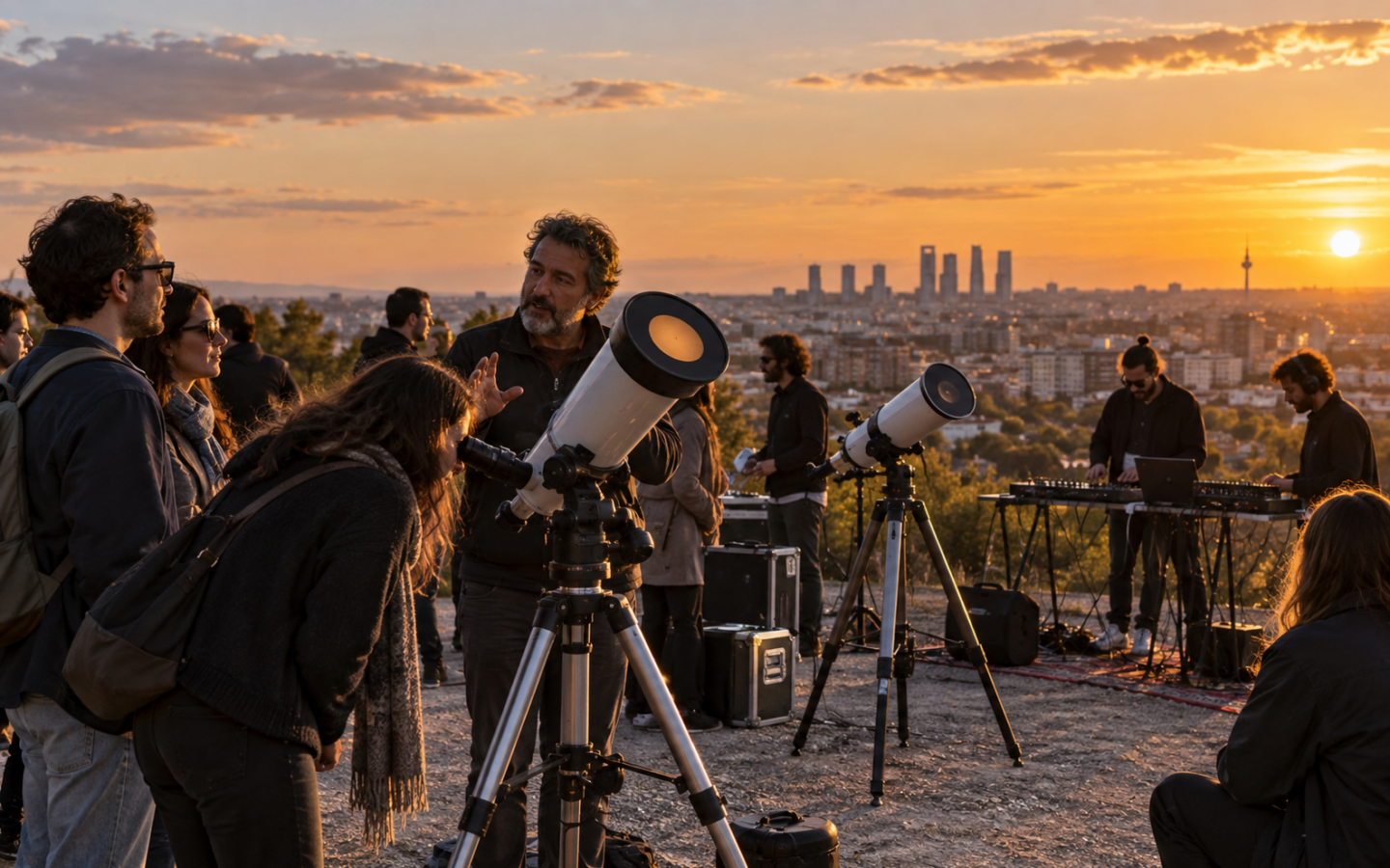 Observación astronómica y música electrónica al atardecer desde el Cerro del Tío Pío