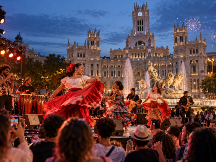 Festival de música y danza al aire libre frente al Palacio de Cibeles en Madrid