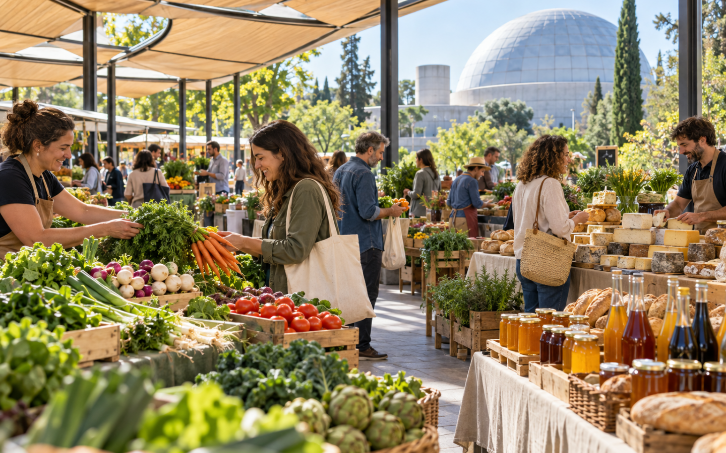 Mercado de productores locales junto al Planetario de Madrid