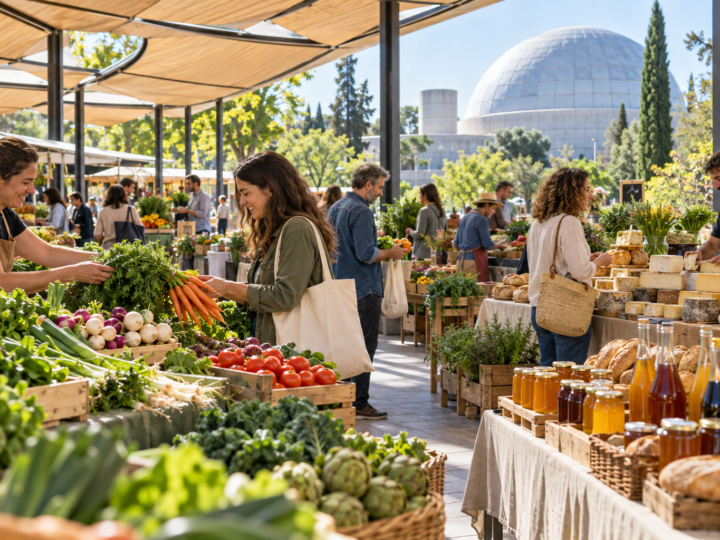 Mercado de productores locales junto al Planetario de Madrid