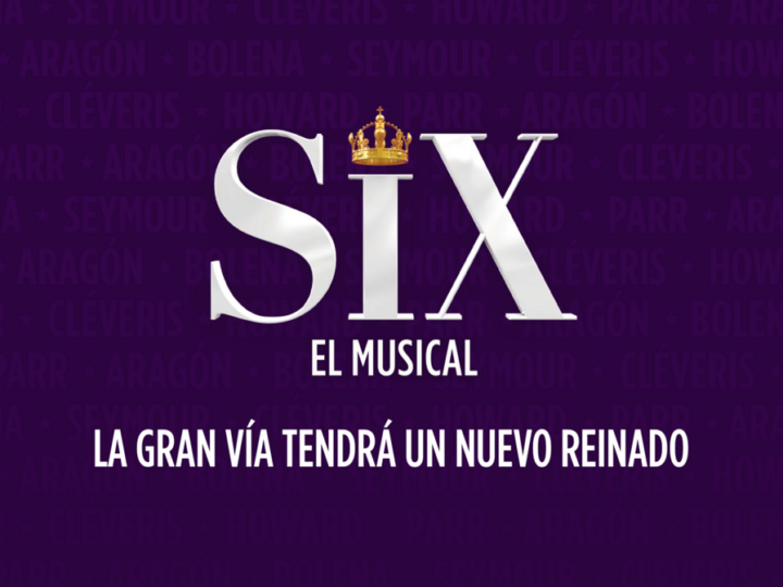 Logotipo de SIX el Musical sobre fondo morado