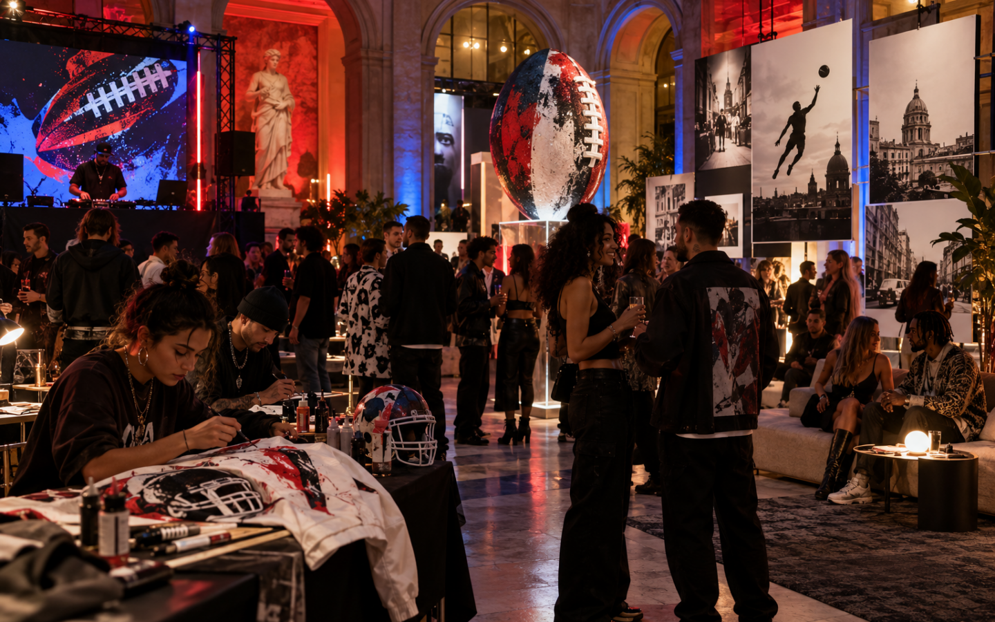 Encuentro de cultura urbana con música, arte y referencias al fútbol americano en Madrid