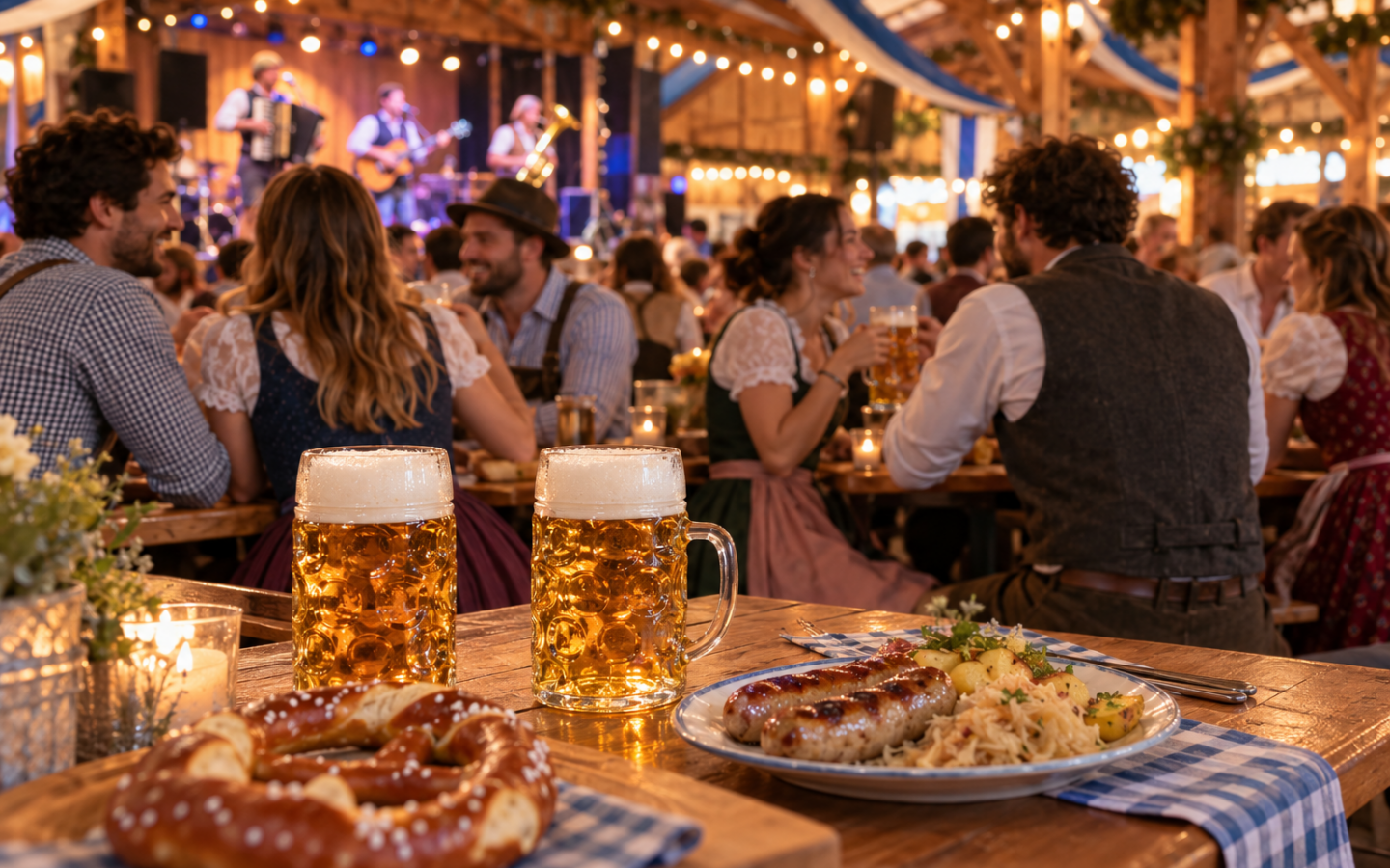 Festival de inspiración bávara con cerveza, pretzels, gastronomía y música en directo