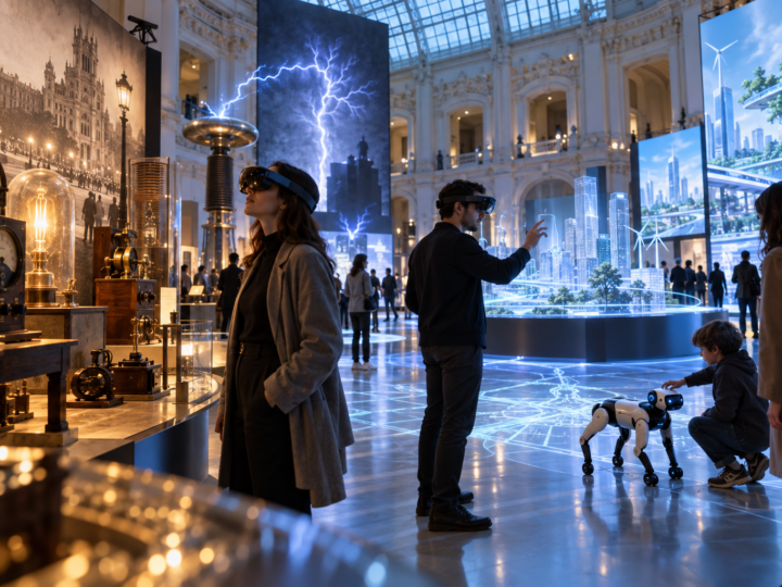 Exposición inmersiva sobre electricidad con realidad mixta en un palacio de cristal